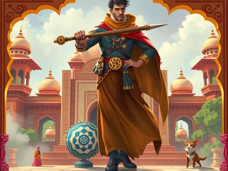 Saffron Blitz Enigma game hero image showing puzzle elements and Indian architecture
